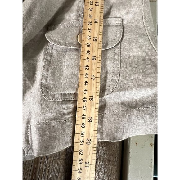 Juicy Couture women's tan linen jacket size Medium gathered waist, pockets - Picture 9 of 9